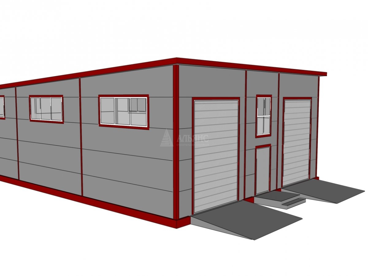 3D визуализация Проект гаража с двумя боксами из сэндвич-панелей - фото 9